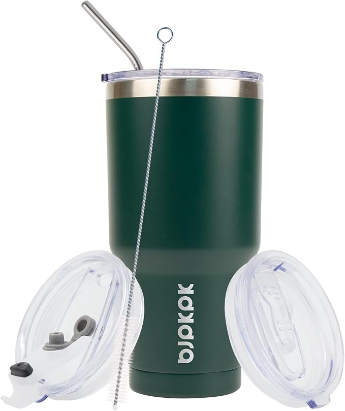 BJPKPK 30oz Tumbler with Lids and Straws, Stainless Steel Vacuum Insulated Coffee Tumblers, Insulated Travel Mug Water Cup with Leakproof Lid,Army Green - Image 4
