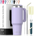 40 oz Tumbler with Handle,Tumbler with Lid and Straw,Double Wall Insulated Cup Stainless Steel Travel Mug(Cold for 34 Hours),Water Bottle for Iced Tea,Coffee,Cold Beverages(Purple) by Watersy