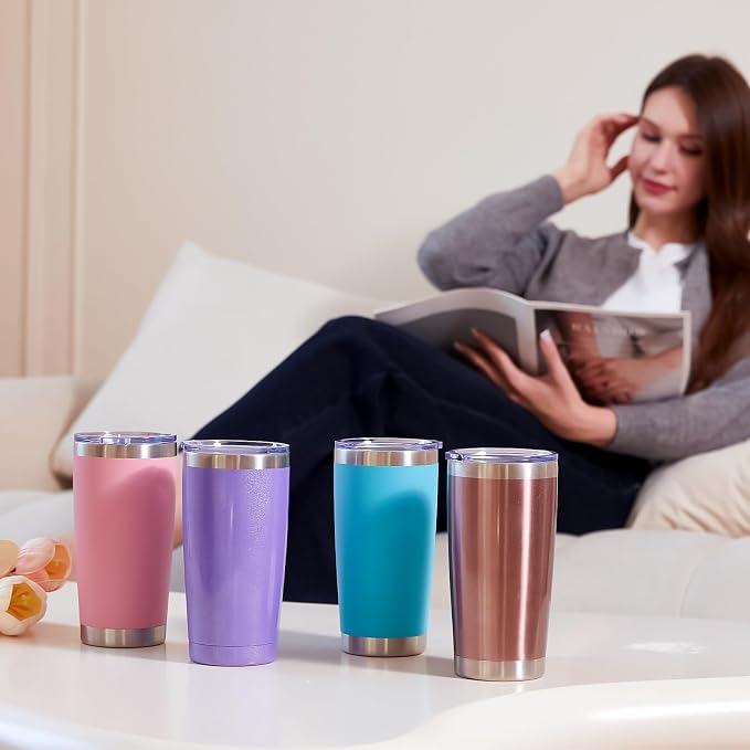 MEWAY 20oz Tumbler 8 Pack Double Wall Vacuum Insulated Travel Glitter Mug Bulk - Image 8