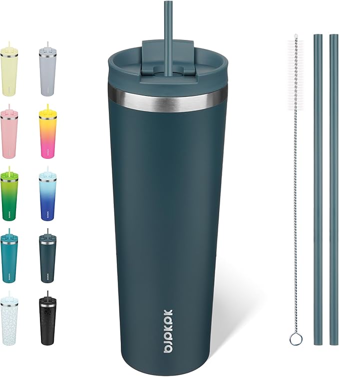 BJPKPK 30oz Stainless Steel Insulated Tumbler With lid And Straw Travel Coffee Thermal Tumblers Cup For Women And Men,Navy Blue by BJPKPK