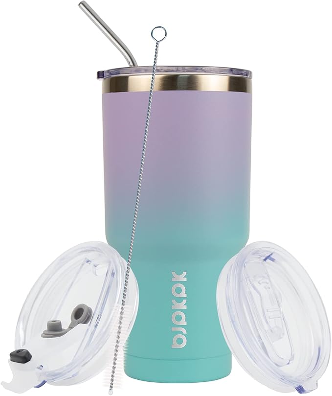 BJPKPK 30oz Tumbler Stainless Steel Double Wall Vacuum Insulated Mug with Straw and Lid for Women and Men,Lavender Green - Image 4