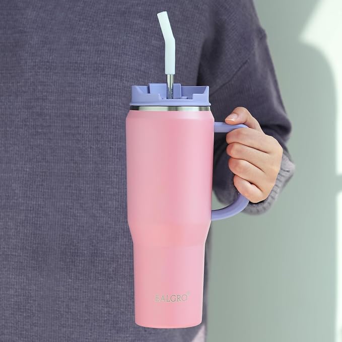 EALGRO 40 oz Tumbler with Handle, Insulated Tumblers with Lid and Straw, Large Metal Sports Water Bottle Jug, Thermal Stainless Steel Travel Coffee Mug Cup, Blue - Image 6