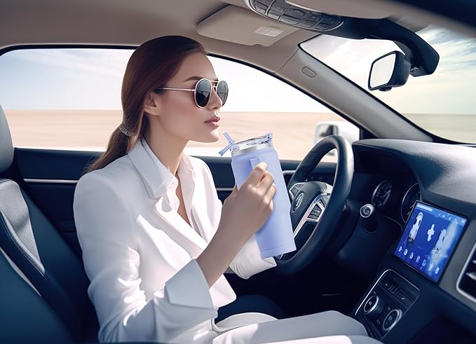 Meoky 32 oz Tumbler with Handle, Insulated Tumbler with Lid and Straw, Stainless Steel Travel Mug, Keeps Cold for 24 Hours, 100% Leak Proof, Fits in Car Cup Holder (Lilac) - Image 5