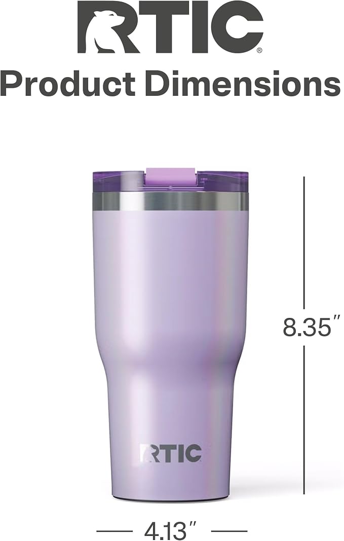 RTIC 30oz Essential Tumbler with Lid, Ceramic Lined, Insulated, Stainless Steel, Metal, Double Wall Vacuum-Insulation, Travel Cup for Iced Coffee, Tea, Hot and Cold Drink, Lavender Glitter - Image 5