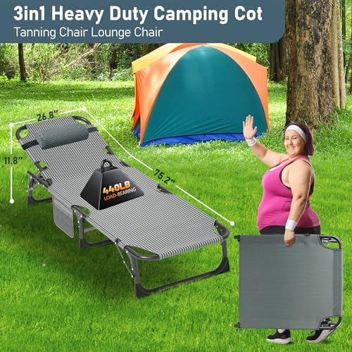 LILYPELLE Folding Camping Cot, Extra Wide Heavy Duty Sleeping Cots - Image 5