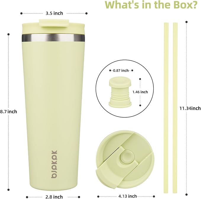 BJPKPK 26oz Insulated Tumbler With lid And Straw Stainless Steel Tumblers Travel Coffee Mug Reusable Thermal Cup,Macaron Green - Image 2
