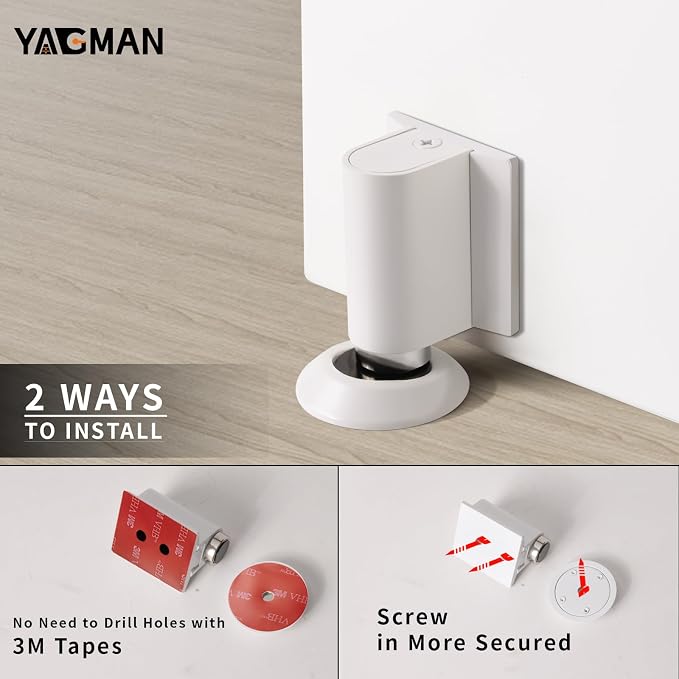 3 Pack Magnetic Door Stoppers Retractable Bottom of Door Holder No Drilling - Image 5