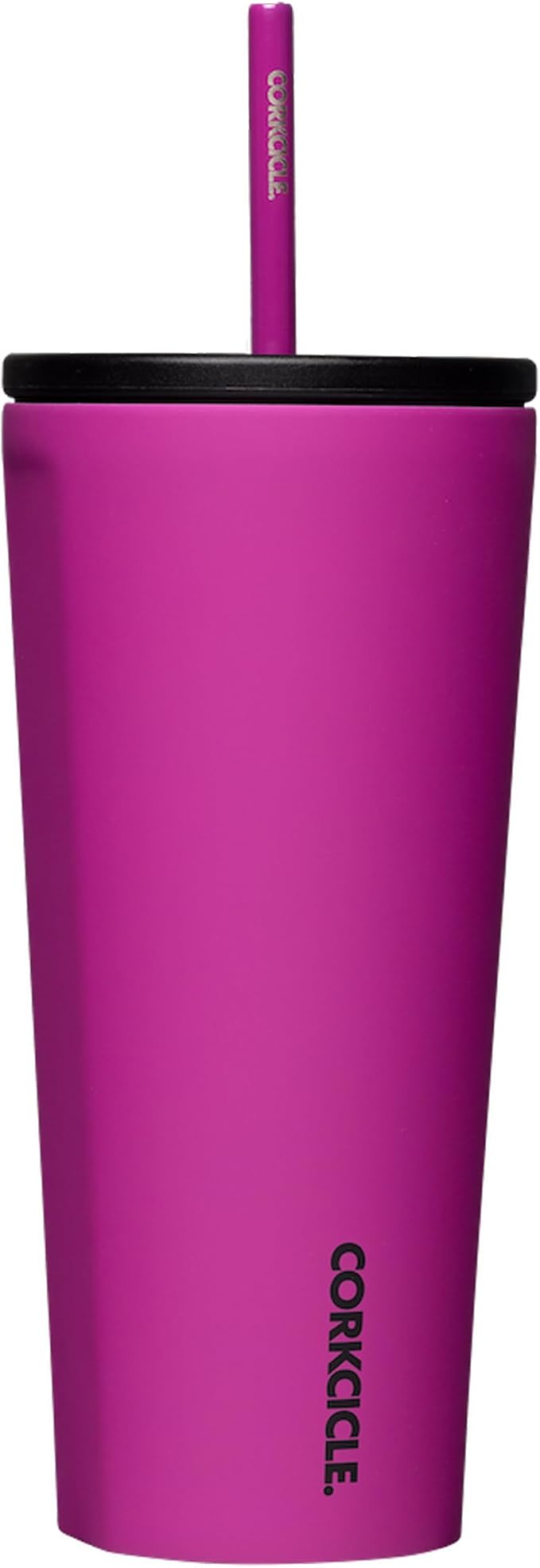 Corkcicle Cold Cup Insulated Tumbler with Straw - Keeps Drinks Cold for 12 Hours - Triple-Insulated Stainless Steel - Leak-Resistant Lid - Summer Drinkware Gift - 24 oz - Berry Punch by Corkcicle