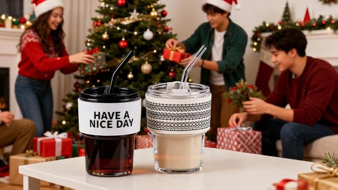 BLUEPOLAR 13oz/400ml Glass Water Tumbler with Straw and Lid Sealed Carry on Thick Wall Iced Coffee Cup for Water, Iced Tea, Fruit Juice - Image 8