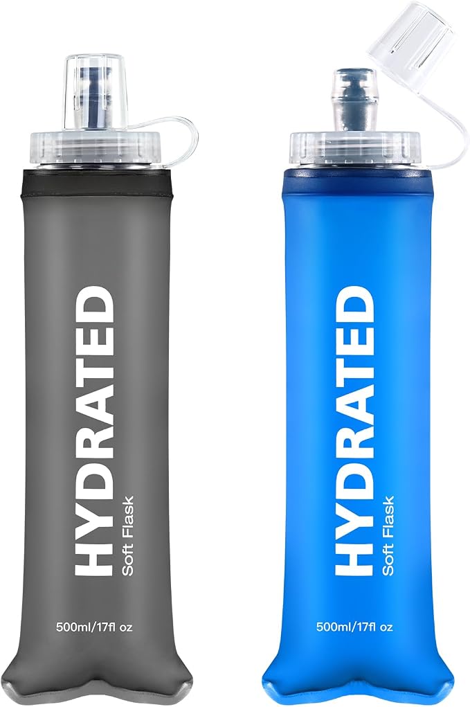 500ml Soft Flask 2Pack, TPU Collapsible Soft Water Bottle, 17oz Foldable TPU by WEMEET