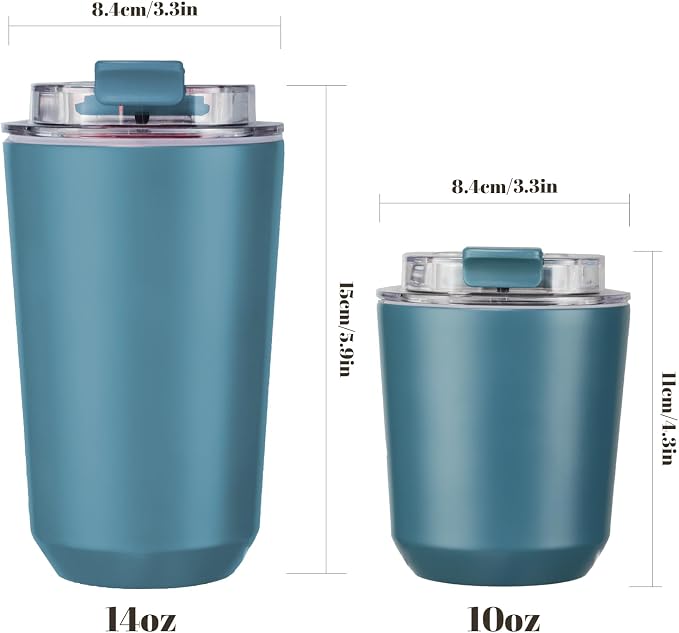 Puraville Insulated Tumblers with Lid, 10 oz Travel Coffee Mug Stainless Steel Vacuum Cup, Leak Proof Reusable Double Walled Coffee Tumbler for Iced and Hot Drinks, Peacock Blue - Image 2