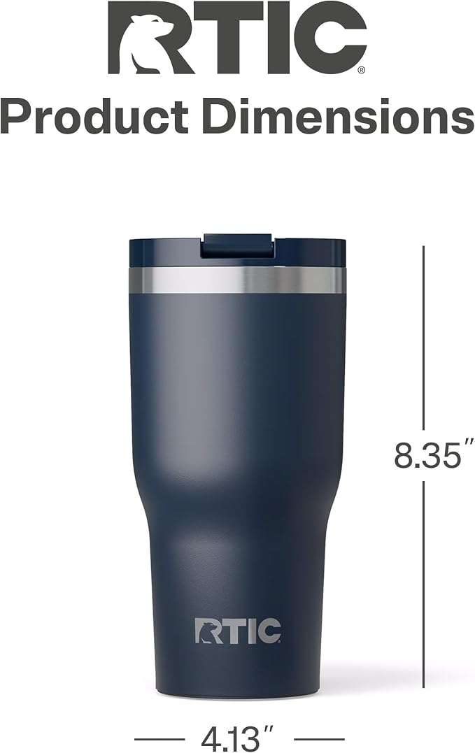 RTIC 30oz Essential Tumbler with Lid, Ceramic Lined, Insulated, Stainless Steel, Metal, Double Wall Vacuum-Insulation, Travel Cup for Iced Coffee, Tea, Hot and Cold Drink, Navy - Image 5