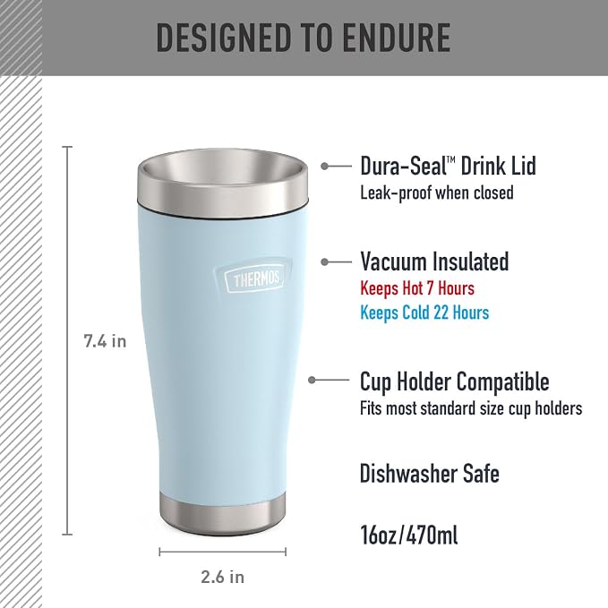 THERMOS ICON SERIES, Stainless Steel Tumbler, Glacier, 16 oz - Image 2