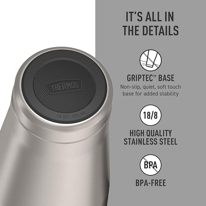 THERMOS ICON SERIES, Stainless Steel Tumbler with Slide Lock, 18 Ounce, Matte Stainless Steel - Image 4