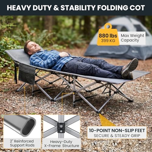 LILYPELLE Folding Camping Cot, Extra Wide Heavy Duty Sleeping Cots - Image 3