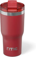 RTIC 20oz Essential Tumbler with Lid, Ceramic Lined, Insulated, Stainless Steel, Metal, Double Wall Vacuum-Insulation, Travel Cup for Iced Coffee, Tea, Hot and Cold Drink, Flag Red by RTIC