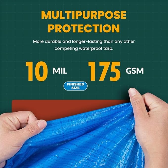 Tarp Cover 9X12 Silver/Black Heavy Duty Thick Material, Waterproof, RV Or Pool - Image 3
