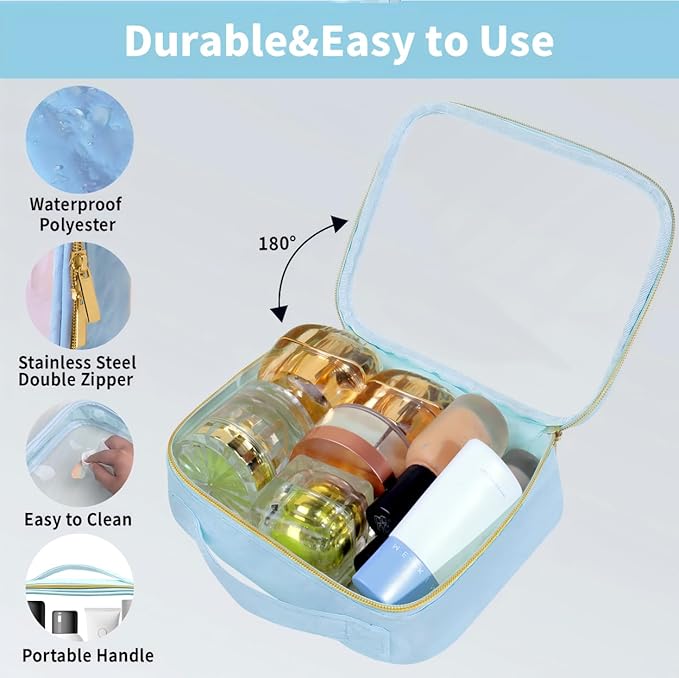 TSA Approved Travel Toiletry Bag, 2 Pack Clear Makeup Bags - Image 2