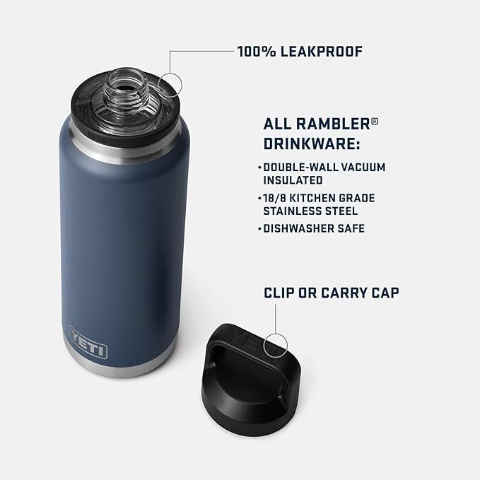 YETI Rambler 36 oz Bottle, Vacuum Insulated, Leakproof, Stainless Steel with Chug Cap | Vacuum Insulated, Leakproof, with Chug Cap - Image 2