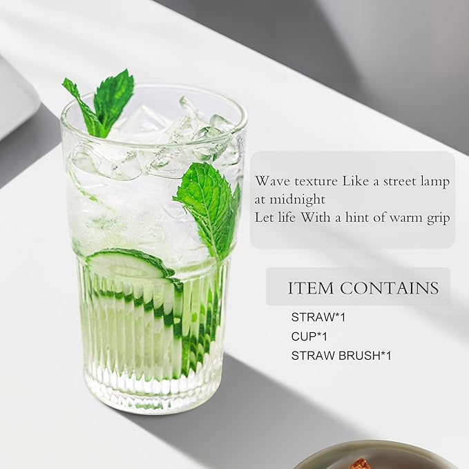 Luiaiog 18.5oz Glass Cups with Lids and Straws – Single Reusable Tumbler, Thickened Shatter-Resistant Glass, Ideal for Iced Coffee, Smoothies, Cocktails, Juices – Elegant & Durable Drinkware - Image 4