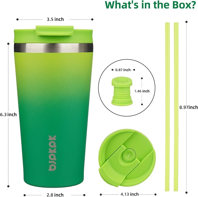 BJPKPK 18oz Tumbler With lid And Straw Stainless Steel Travel Coffee Mug Insulated Tumblers Cups,Bamboo Grove - Image 2