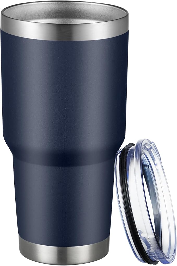 MEWAY 30oz Tumbler Double Wall Vacuum Insulated Travel Mug, Stainless Steel Tumbler with Lid, Durable Powder Coated Insulated Coffee Cup for Cold & Hot Drinks (Navy,1 PACK) by MEWAY