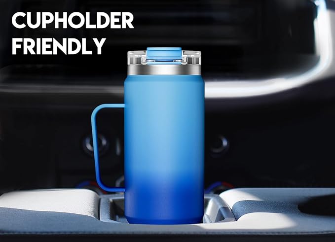 Meoky 40oz Tumbler with Handle, Stainless Steel Travel Mug with 2-in-1 Straw and Sip Lid, Vacuum Insulated Coffee Mug, 100% Leak Proof, Keeps Cold for 34 Hours or Hot for 10 Hours (Sky) - Image 6