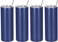 4 Pack 20 Oz Straight Skinny Tumblers,Individually Gift Boxed Stainless Steel Slim Skinny Tumbler Set Bulk, 20 Oz Insulated Slim Thin Travel Tumbler Cup for Diy, Navy by Wzaytia