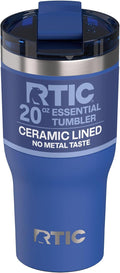 RTIC 20oz Essential Tumbler with Lid, Ceramic Lined, Insulated, Stainless Steel, Metal, Double Wall Vacuum-Insulation, Travel Cup for Iced Coffee, Tea, Hot and Cold Drink, Cobalt by RTIC