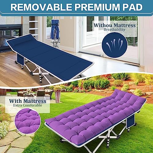 Camping Cot for Adults, 27 in Wide, 450LBS, Folding Bed with Mattress - Image 2