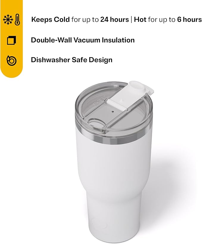 RTIC 40oz Essential Tumbler with Lid, Ceramic Lined, Insulated, Stainless Steel, Metal, Double Wall Vacuum-Insulation, Travel Cup for Iced Coffee, Tea, Hot and Cold Drink, White - Image 3