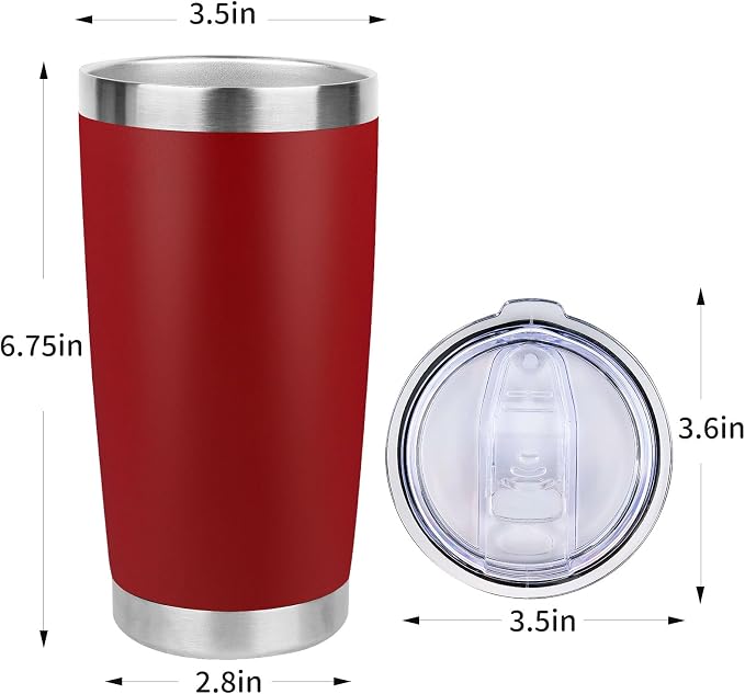 20oz Stainless Steel Tumbler Bulk with Lid, Travel Mug - Double Wall Vacuum Powder Coated Cup - Red, 6 Pack - Image 4
