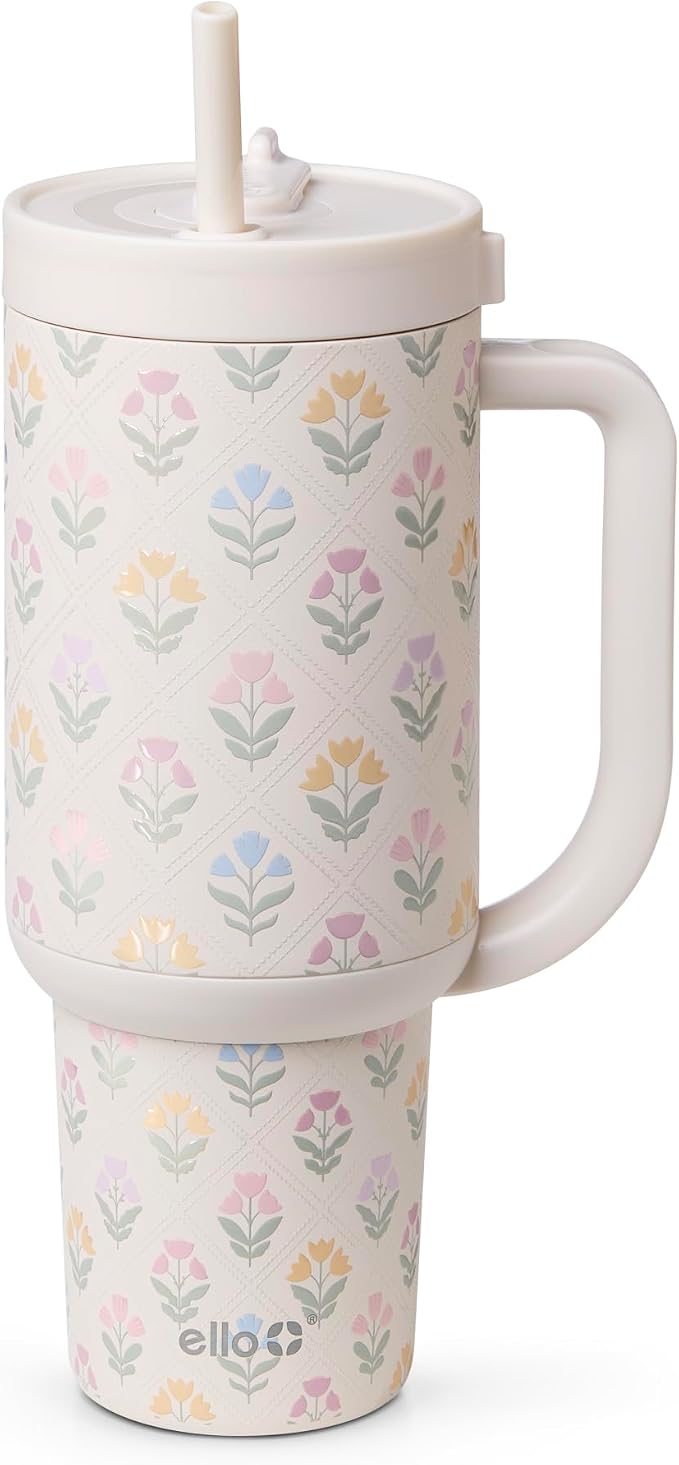 Ello Oasis 40oz Stainless Steel Water Bottle - Flower Quilt by Ello