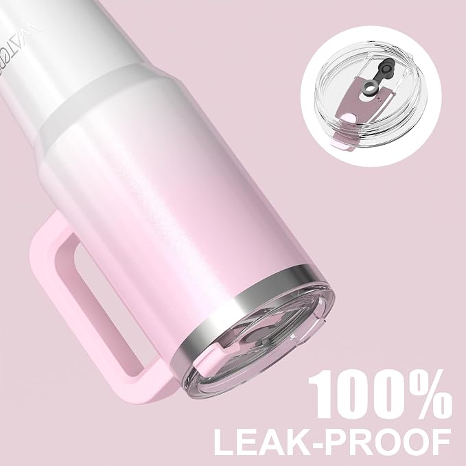 30 oz Shiny Tumbler with Handle and Straw,Stainless Steel Tumbler with Lid and Straw,Insulated Travel Mug(Cold for 34 Hours),Water Bottle for Iced Tea,Coffee (Pink) - Image 9