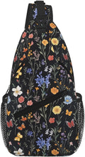 SUPLUCHOM Sling Bag Vintage Botanical Flower Wildflower Hiking Daypack by SUPLUCHOM