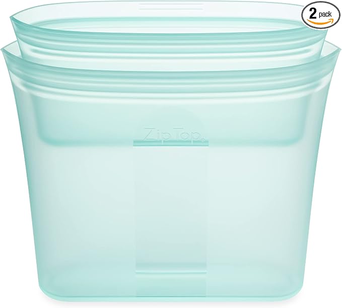 Zip Top Reusable Food Storage Bags | 2 Bag Set | Silicone Meal Prep Container | by ZipTop