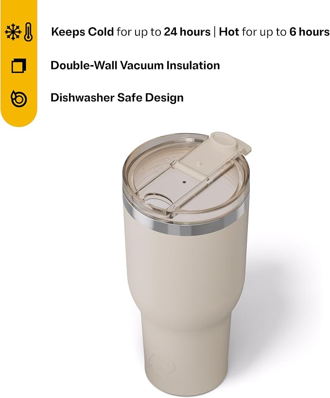 RTIC 40oz Essential Tumbler with Lid, Ceramic Lined, Insulated, Stainless Steel, Metal, Double Wall Vacuum-Insulation, Travel Cup for Iced Coffee, Tea, Hot and Cold Drink, Beach - Image 3