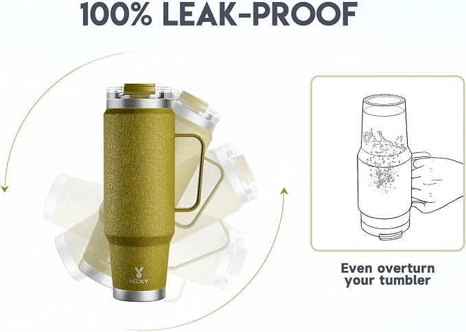 Meoky 40oz Tumbler with Handle, Stainless Steel Travel Mug with 2-in-1 Straw and Sip Lid, Vacuum Insulated Coffee Mug, 100% Leak Proof, Keeps Cold for 34 Hours or Hot for 10 Hours (Forest) - Image 5