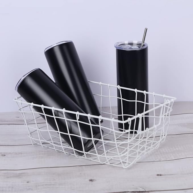 6 Pack 20 Oz Straight Skinny Tumblers,Individually Gift Boxed Stainless Steel Slim Skinny Tumbler Set Bulk, 20 Oz Insulated Slim Thin Travel Tumbler Cup for Diy, Black - Image 5