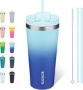 BJPKPK 22oz Insulated Tumbler With lid And Straw Stainless Steel Tumblers Travel Coffee Mug Reusable Thermal Cup,Sky by BJPKPK