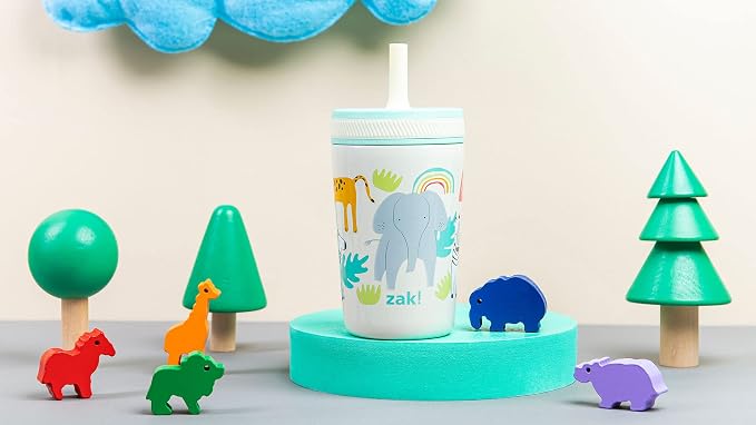 Zak Designs Kelso Toddler Cups For Travel or At Home, 12oz Vacuum Insulated Stainless Steel Sippy Cup With Leak-Proof Design is Perfect For Kids (Safari) - Image 11