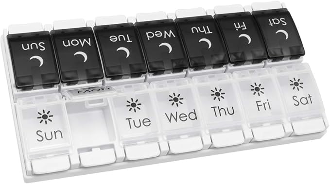 EZY DOSE Push Button Pill Case, Medicine Planner, Vitamin Organizer, 2 Times a by EZYDOSE