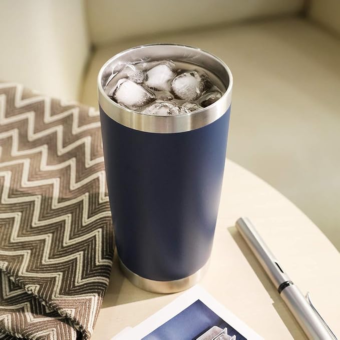 DOMICARE 20oz Stainless Steel Tumbler Bulk with Lid, Double Wall Vacuum Insulated Travel Mug, Powder Coated Coffee Cup, Navy, 12 Pack - Image 6