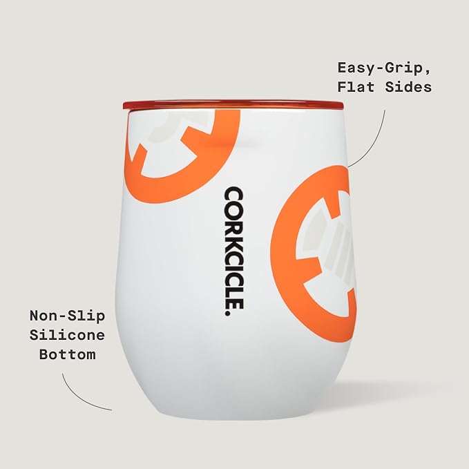 Corkcicle Stemless Insulated Wine Glass Tumbler - Keeps Beverages Cold 6 Hours & Hot 3 Hours - Stainless Steel - Easy-Grip - Summer Gift - Keeps Drinks Ice Cold - 12 oz - Droid Set 3-Pack Bundle - Image 4
