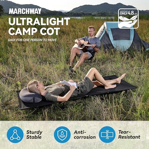 MARCHWAY Ultralight Folding Tent Camping Cot Bed, Portable Compact for Outdoor Travel, Base Camp, Hiking, Mountaineering, Lightweight Backpacking (Black) - Image 2