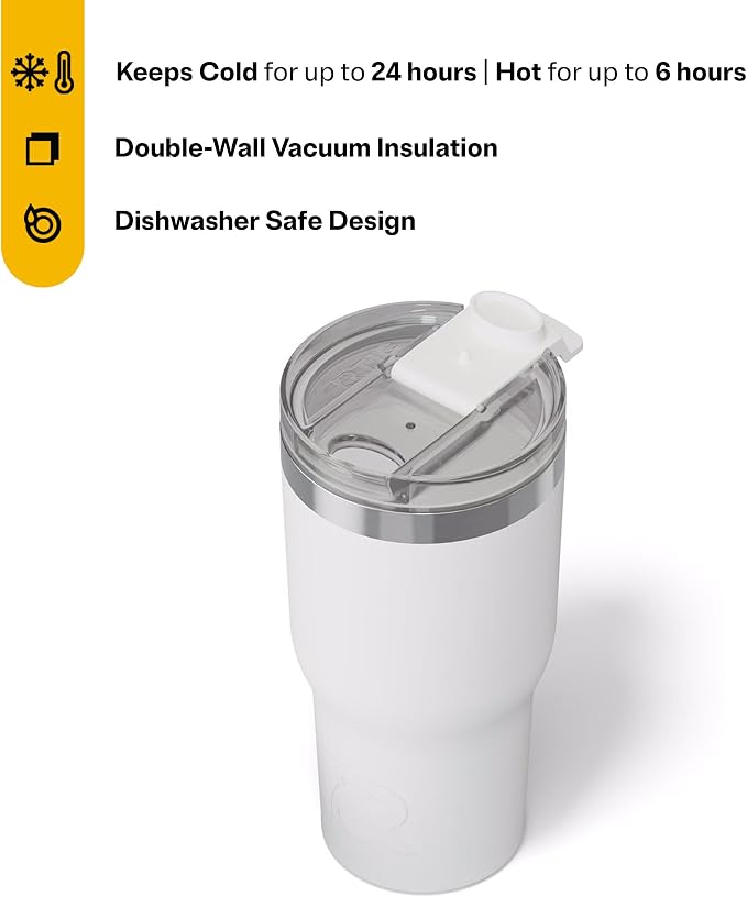 RTIC 20oz Essential Tumbler with Lid, Ceramic Lined, Insulated, Stainless Steel, Metal, Double Wall Vacuum-Insulation, Travel Cup for Iced Coffee, Tea, Hot and Cold Drink, White - Image 3