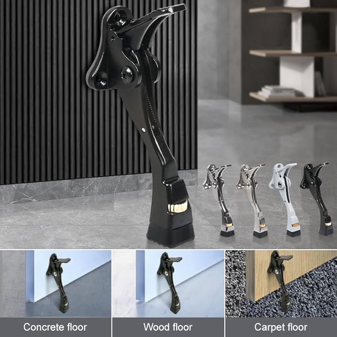 2 Packs Heavy Duty Kickdown Door Stopper, One Touch Adjustable Kickdown Door - Image 4