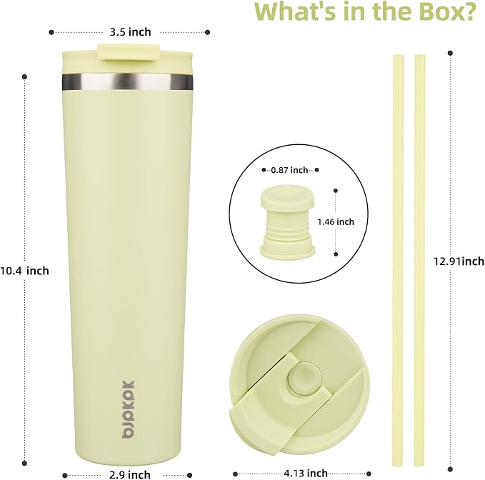 BJPKPK 34oz Insulated Tumbler With lid And Straw Stainless Steel Tumblers Travel Coffee Mug Reusable Thermal Cup,Macaron Green - Image 2