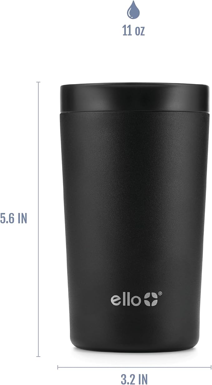 Ello Jones Stainless Steel Travel Coffee Mug - Travel Tea Mug, 11oz, Black - Image 5