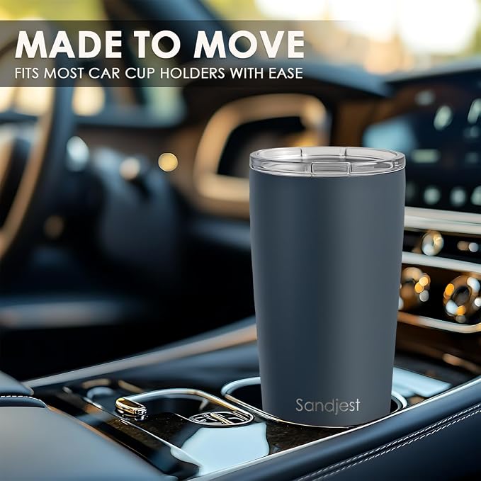 SANDJEST Stainless Steel Tumbler 20 oz, Double Wall Vacuum Insulated Mug with Lid, Travel Coffee Cup for Women Men Friends, Birthday Christmas (Deep Sea Blue) - Image 6